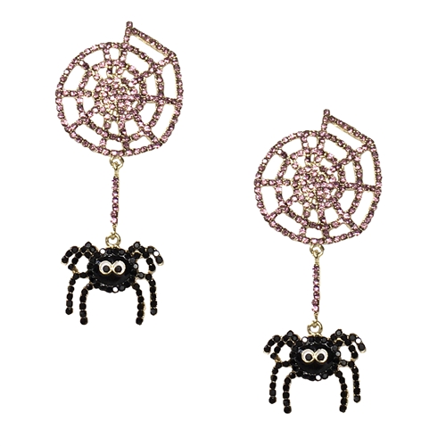 Spiderweb Web Beaded Statement Drop Earrings