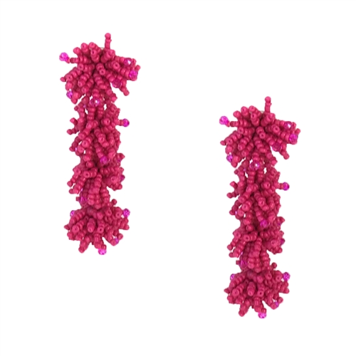 Fridaze Beaded Pom Pom Drop Earrings
