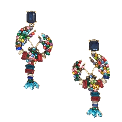 Lara Crystal Encrusted Lobster Statement Earrings