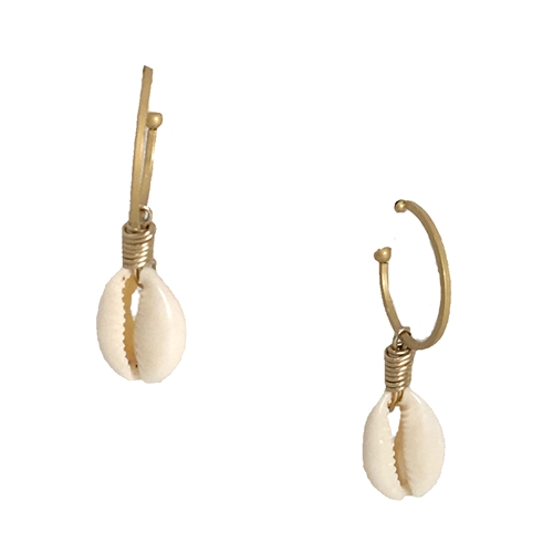 The Bagtique Cowrie Shell Charm Hoop Earrings