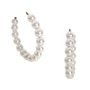 Lona Ivory Simulated Pearl Beaded 2.5-Inch Hoop Earrings: Elegant & Classic Pearl Statement Jewelry for Women