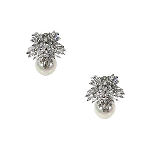 Bea Crystal Cluster Simulated Pearl Stud Earrings