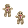 Jewelry Collection Gingerbread Man Pave Crystal Holiday Stud Earrings