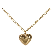 Adalina Puffed Heart Charm Pendant Figaro Chain Necklace