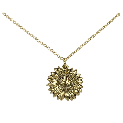 Hidden Message You Are My Sunshine Sunflower Locket Necklace, Two-Tone