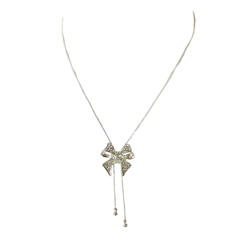 Jewelry Collection Pave Bow Lariat Y Necklace