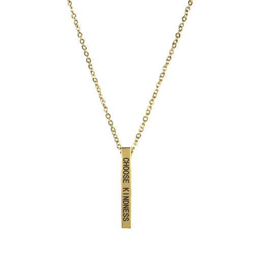 Choose Kindness Stamped Inspirational Bar Pendant Necklace