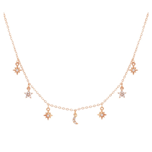 Pave Moon & Stars Choker Necklace