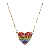 One Love Pave Rainbow Heart Pendant Necklace