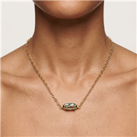 Gold tone chain necklace featuring a colorful enamel capsule pendant with a whimsical You & Me cloud design, adjustable lobster clasp closure, and playful romantic styling.