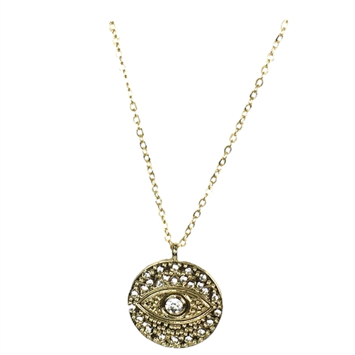 Aditi Pave Evil Eye Medallion Pendant Necklace