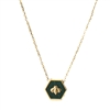 What's The Buzz Bee Enamel Hexagon Mini Pendant Necklace, Green