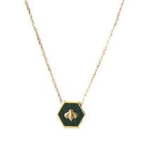What's The Buzz Bee Enamel Hexagon Mini Pendant Necklace, Green