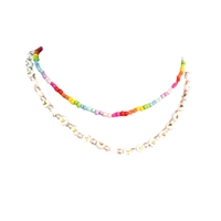 One Love Rainbow Heart Beaded Choker Necklace Set of 2