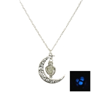 Moon & Glow Stone Heart Penadant Necklace