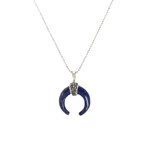 Lapis Stone Crescent Moon Penadant Necklace