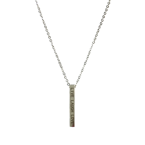 Live Laugh Love Stamped Bar Pendant Necklace