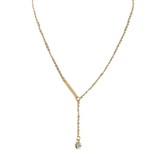 Simplicity Bar & Crystal Lariat Necklace
