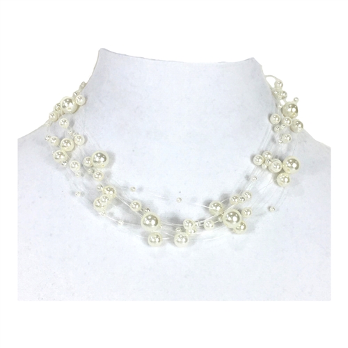 Jewelry Collection Simulated Pearl Illusion Necklace