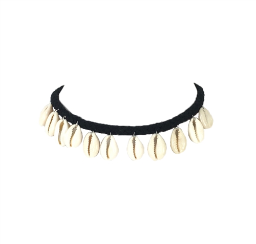 Cowrie Seashell Drop Choker Necklace
