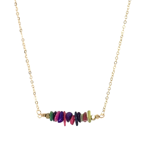 B Jewelry Collection Natural Stones Bar Necklace