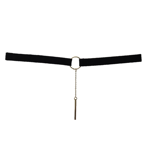 Aggie Open Velvet Choker Necklace Simple Dangling Bar