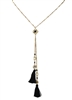 B Jewelry Collection Gold Y-Necklace: Elegant Floral Double Tassel Statement Necklace for Women
