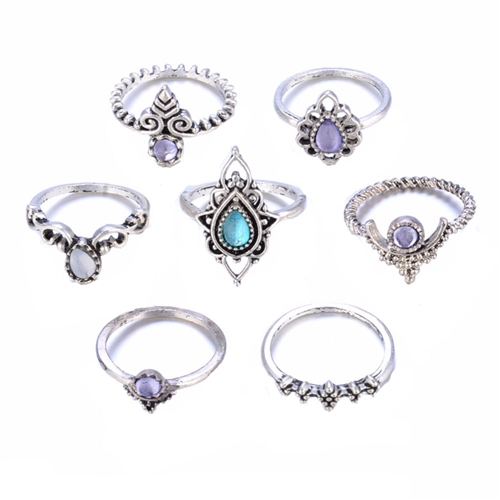 Jewelry Collection Wind Stone Stacking Rings Set of 7 Rings