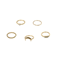 Crescent Moon Stacking Rings Set of 5