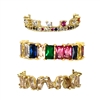 Emma CZ Crystal Baguette Trio Stacking Rings Set, Multi