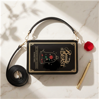 Kate Spade Disney Beauty and the Beast 3D Story Book Crossbody, Black Gold Enchanted Rose Handbag Women Unique Collectible Hardcase Satchel Designer Gift Accessory Small Carryall Clutch