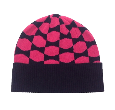 Kate Spade Signature Bow Knit Beanie Hat, Pink Swirl /Black display picture 1