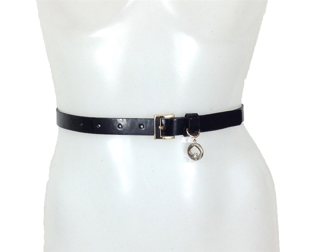 NWT Kate Spade Leather Reversible Black/ White Spade Buckle Woman Belt Size USXL Kate Spade Patent Leather Rhinestone Spade Reversible Belt main image 3
