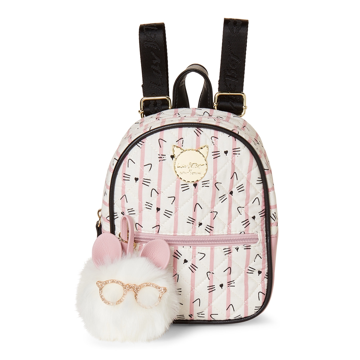 Luv Betsey Johnson Sadie Smarty Cat Micro Mini Backpack, White/Pink