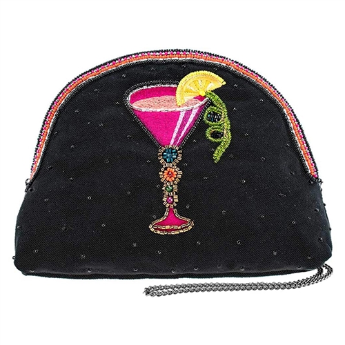 Mary Frances Take a Sip Cosmo Beaded Crossbody Travel Pouch