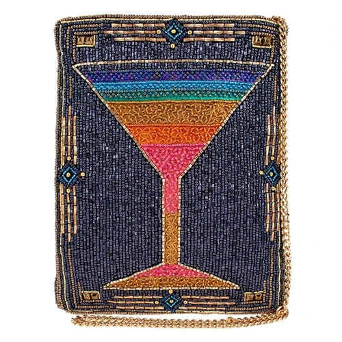 Mary Frances Rainbow Martini Cocktail Beaded Mini Crossbody
