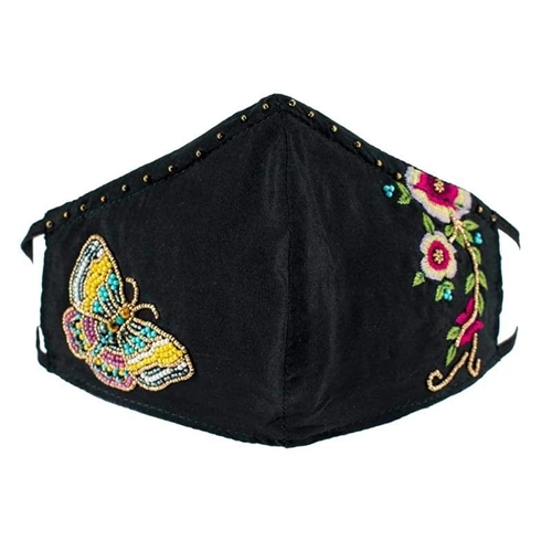 Mary Frances Butterfly Flower Beaded 3D Face Mask