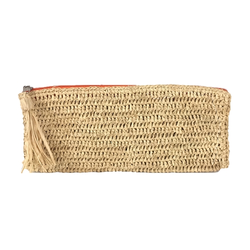 Mar Y Sol Emily Crochet Raffia Tassel Slim Clutch