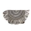 Mar Y Sol Mia Crochet Raffia Clutch, Dove Grey Fringe Handbag: Bohemian Summer Beach Bag for Women