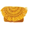 Mar Y Sol Mia Raffia Crochet Clutch - Sunflower Yellow Fringe Handbag, Boho Summer Beach Bag for Women
