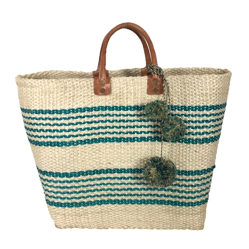Mar Y Sol Caracas Striped Market Tote Bag Pom Pom
