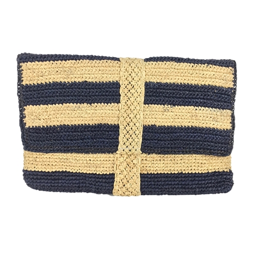 Mar Y Sol Teresa Striped Raffia Straw Clutch