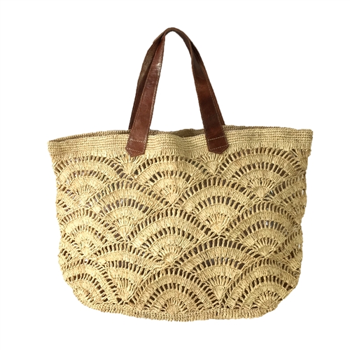 Mar Y Sol Tulum Crocheted Raffia Carryall Tote Bag, Natural