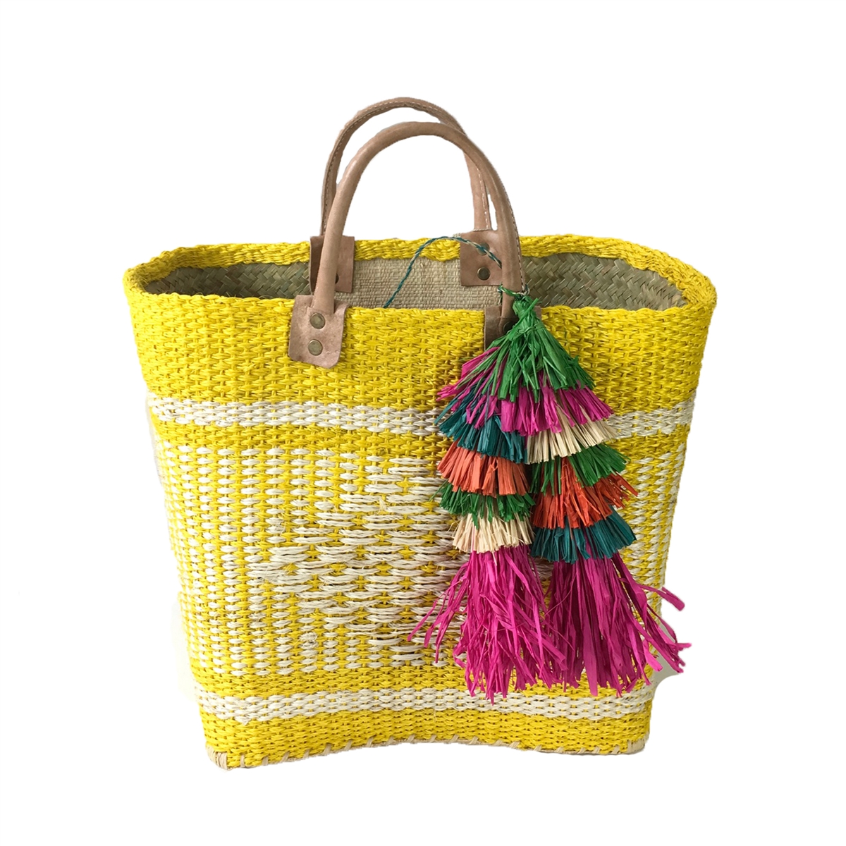 Designer beach bag, Cabas Sun, yellow striped - 1789 CALA - Salt and Sun