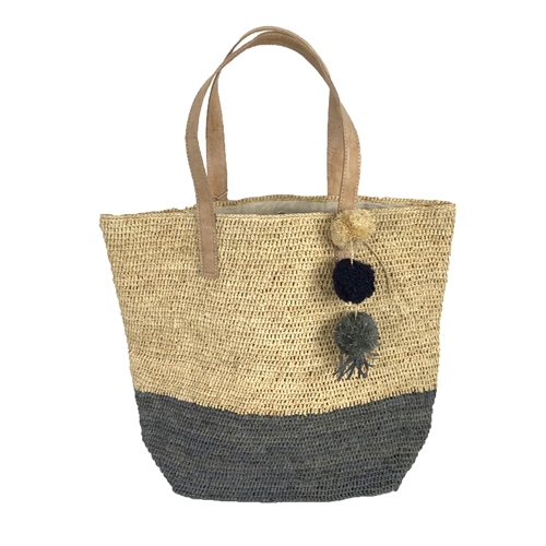 MAR Y SOL Montauk Artisan Raffia Tote, Large Colorblock Carryall for Summer & Beach