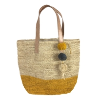 Mar Y Sol Montauk Crocheted Raffia Colorblock Tote Bag
