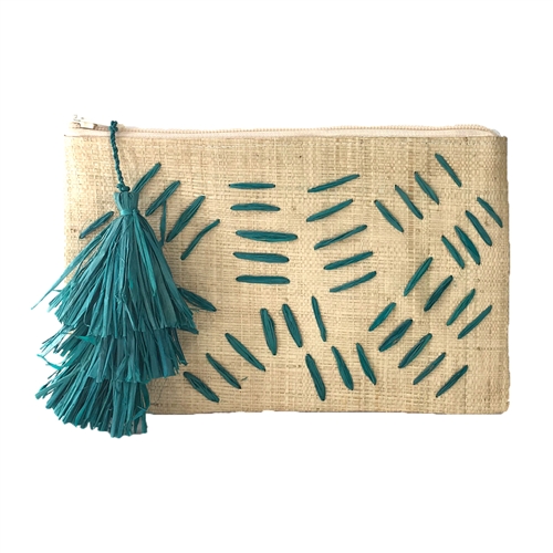 Mar Y Sol Selva Zig Zag Slim Raffia Straw Clutch