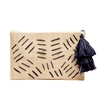 Mar Y Sol Selva Raffia Clutch, Navy Zig Zag Slim Straw Handbag: Chic Summer Beach Purse for Women