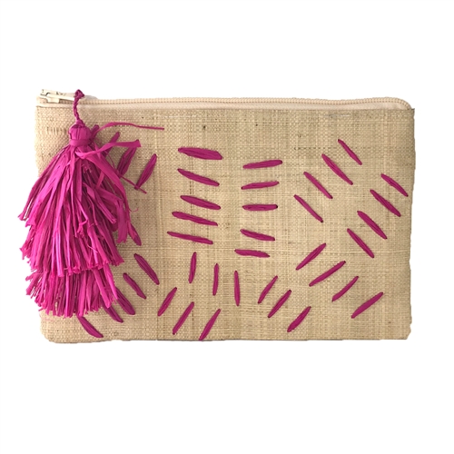 Mar Y Sol Selva Zig Zag Slim Raffia Straw Clutch