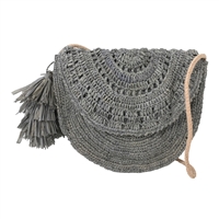 Mar Y Sol Lila Crocheted Raffia Straw Flap Crossbody Bag